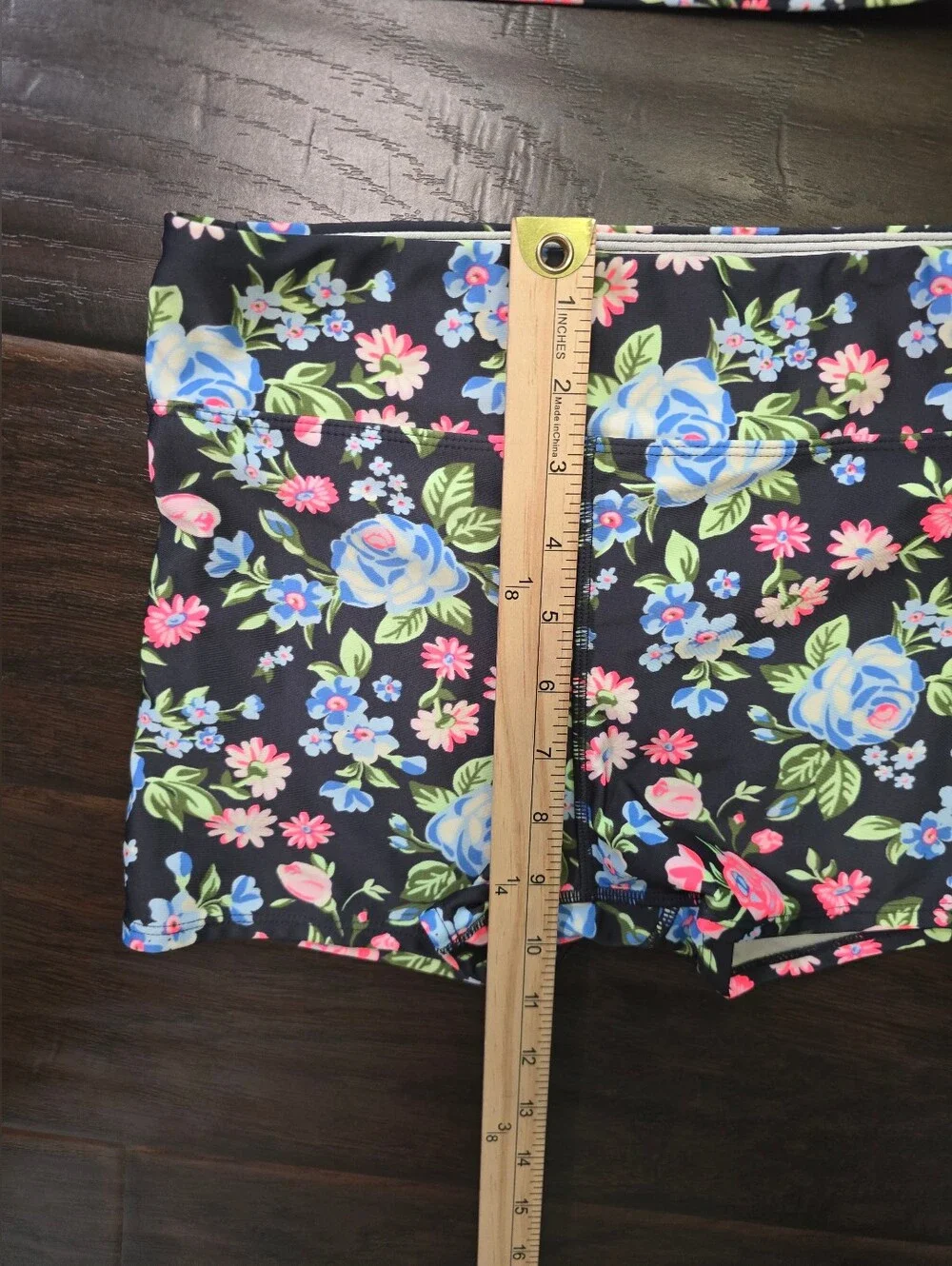 Art Class Girls Black Floral Bike Short 2 piece Swimsuit Large